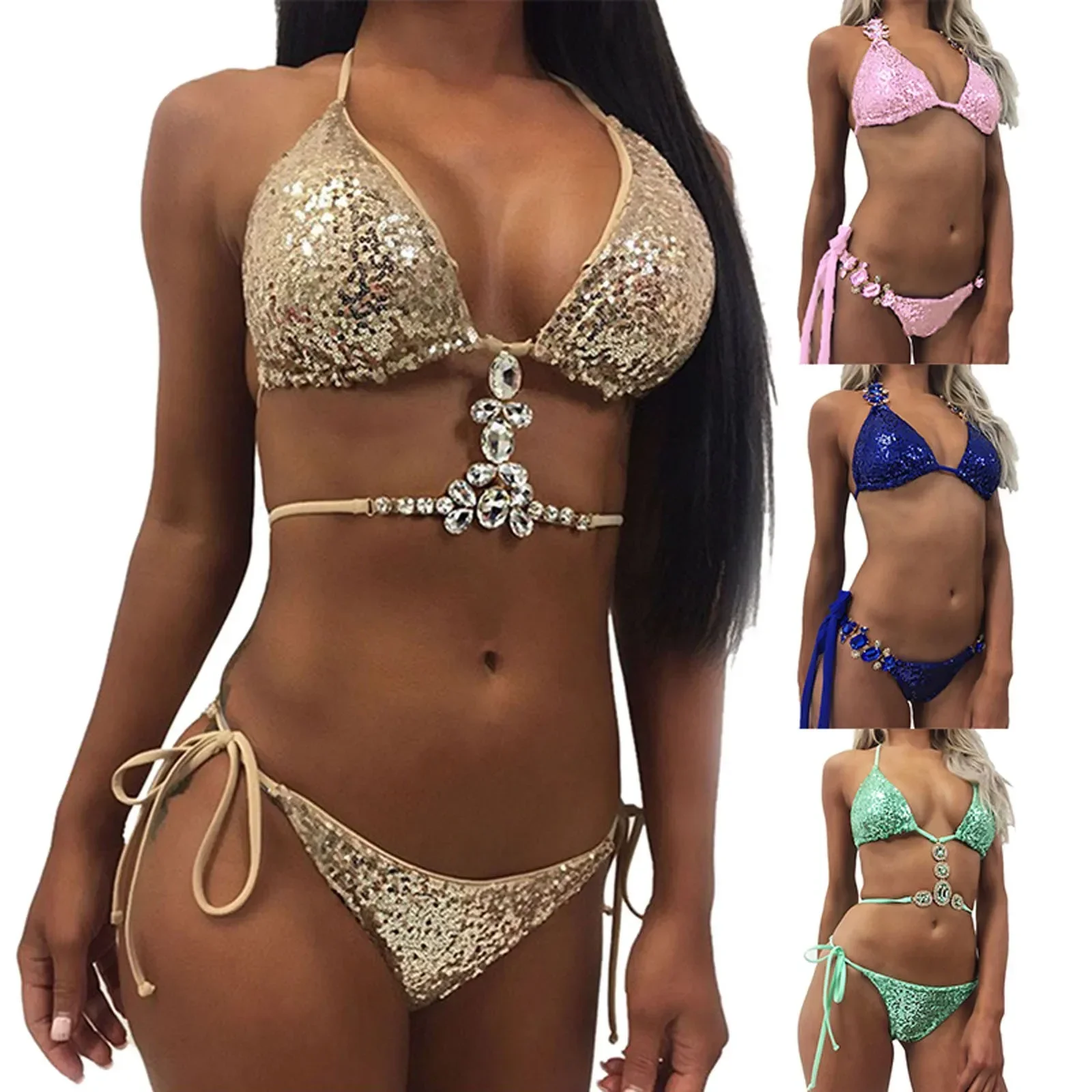 

Men And Women Matching Swimsuits Sexy Sequin Bikini Women's Summer Swimsuit Split Swimsuit Bathing Suits for Boys 16-18