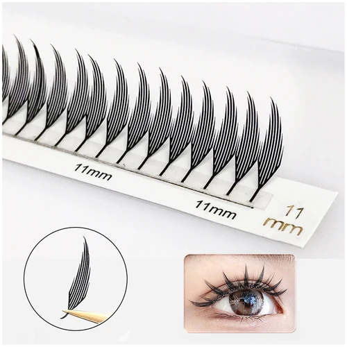 Extensión de pestañas de aguja cómica, pestañas postizas de Manga de Cachemira ligeras naturales, abanicos prefabricados, pestañas de Anime de plumas para herramienta de maquillaje