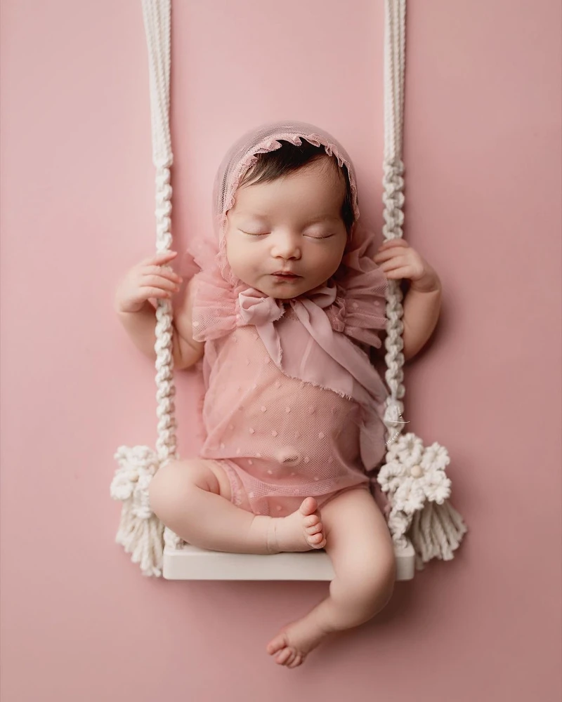 Newborn Photography Props Baby Swing Chair Wooden Furniture Infants Photo Shooting Prop Accessories Baby Photo Props Swings