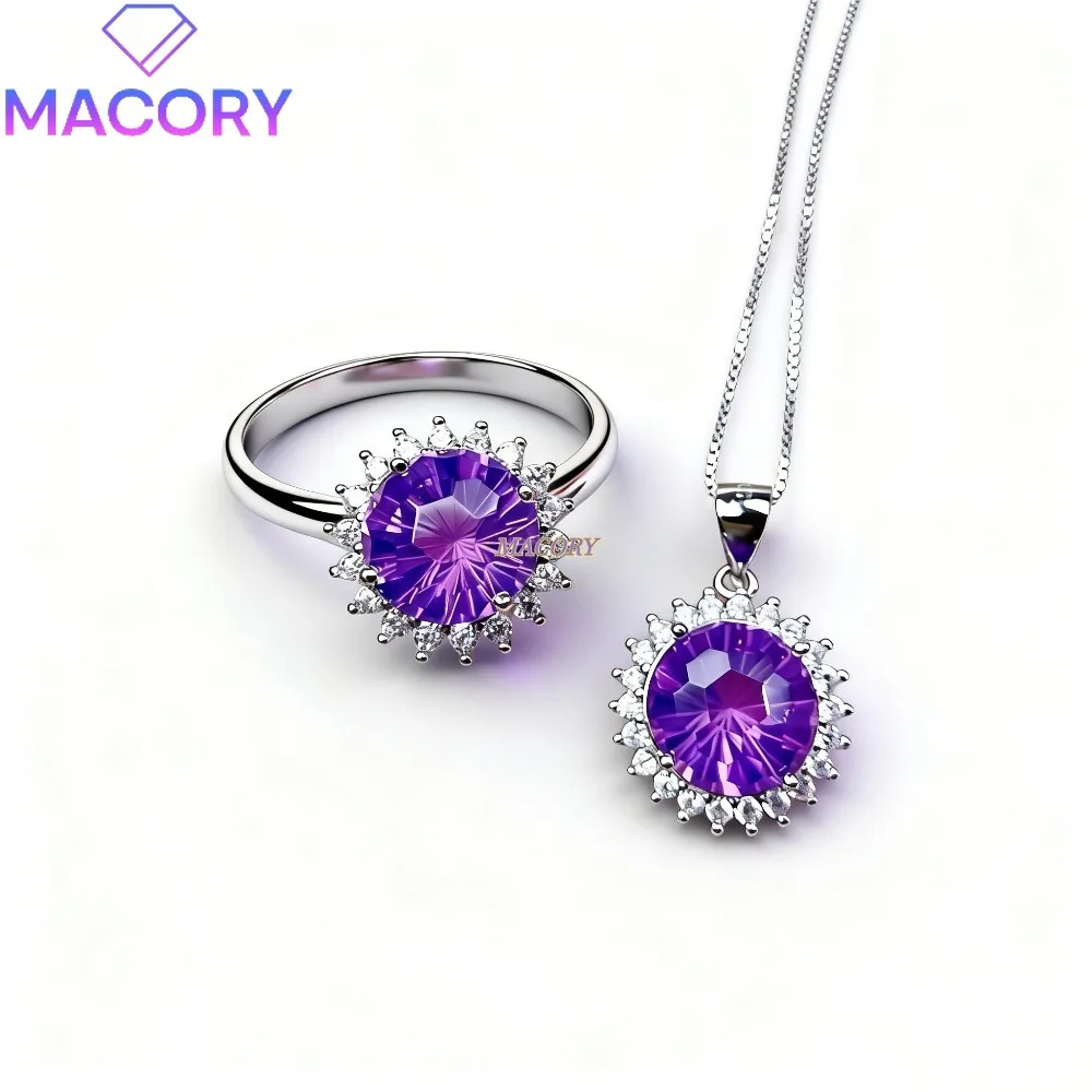 Natural amethyst jewellery set luxurious jewellery for women made of 925 sterling silver perfect for festive or wedding gifts