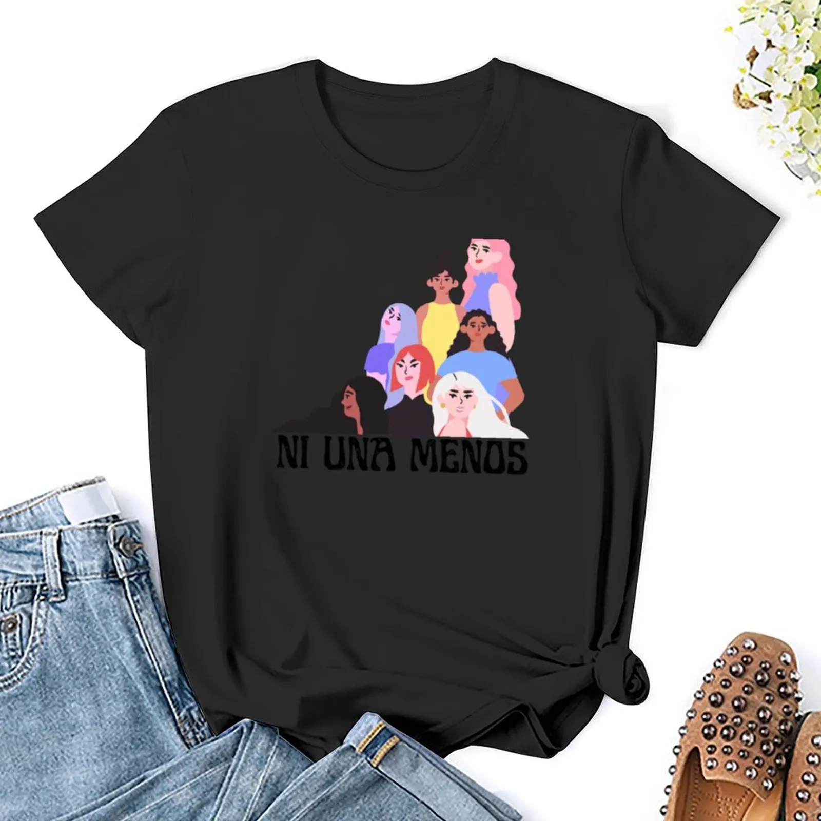 Ni una menos mujeres contenta T-Shirt summer top funny female oversized cotton t shirts Women