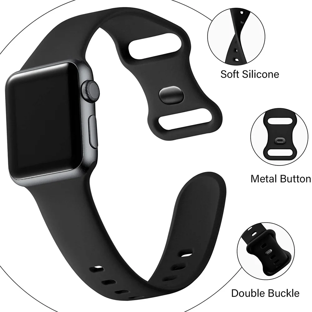 Correa de silicona para Apple Watch, pulsera deportiva suave de 45mm, 44mm, 49mm, 41mm, 40mm, 42mm, 38mm, series iwatch 9, 8, 7, se 3, 4, 5, 6 Ultra