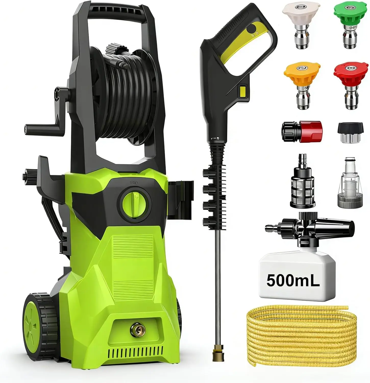 5000PSI Pressure Washer with 4 Nozzles, Foam Cannon, 52ft Hose for Cars Driveways Patios