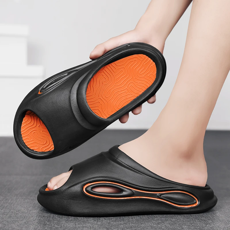 

Fashion Home Slippers for Men Slip on Flats Hotel Indoor Floor Flat Shoes Female Slides Summer Non-Slip Family Bathroom Sandals