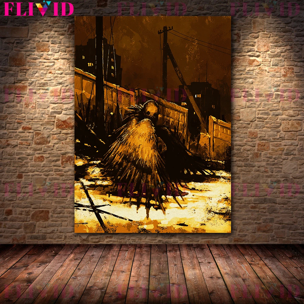 Giant Monsters Invading Cities Vintage Wall Art Canvas Painting The Legend Of Urban Demons Art Poster And Print Home Decoration