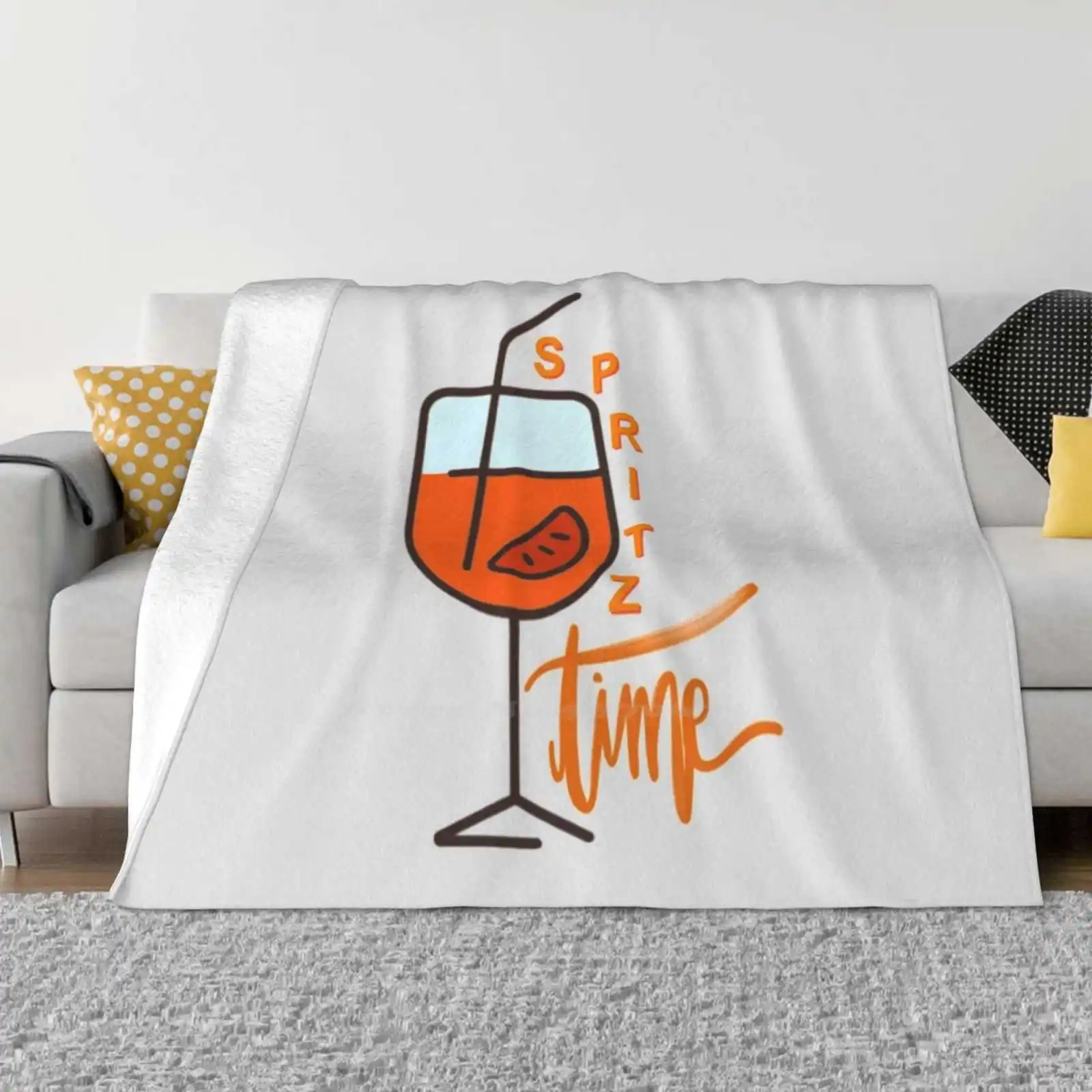 Spritz Time New Arrival Fashion Leisure Warm Flannel Blanket Spritz Drink Wine Oclock Wine Time Fun Drunk Orange Italy Florence