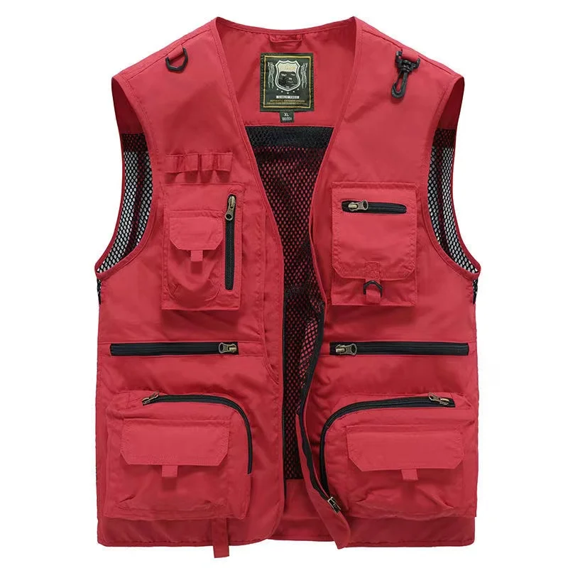 Summer Unloading New Men US Tactical Hiking Fishing Vest Photographer Waistcoat Mesh Cargo Sleeveless Jacket Vest