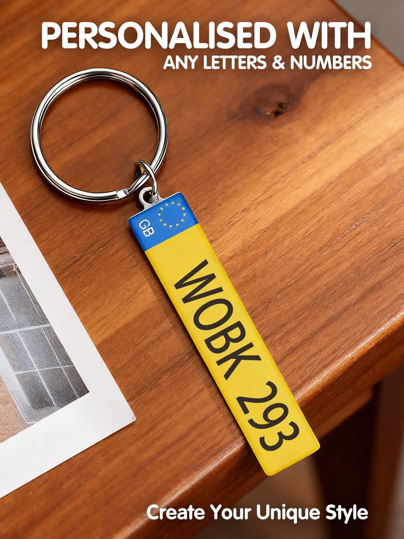 Custom Car License Plate Keychain Personalized Name Number Plate Acrylic Metal Keyring Gift for Dad Boyfriend image 4
