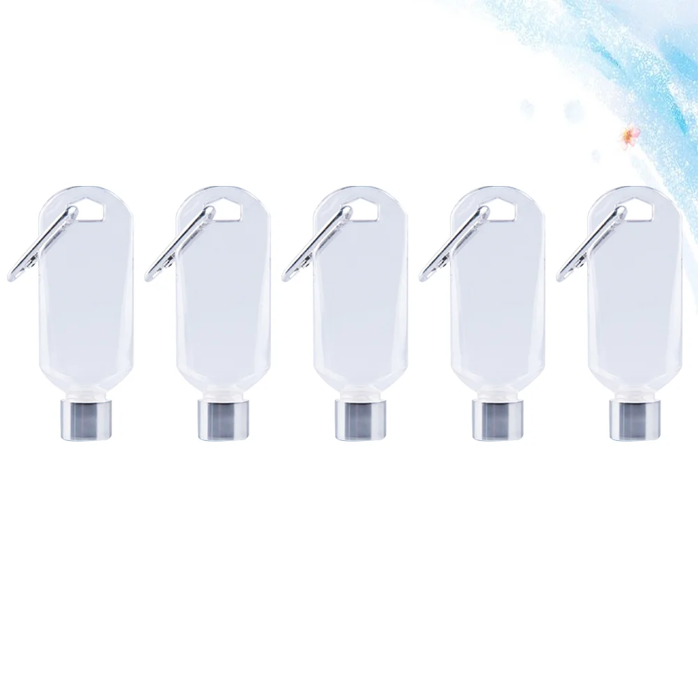 

5 Pcs Hand Dispenser Refillable Bottles with Hook Empty Travel Silver