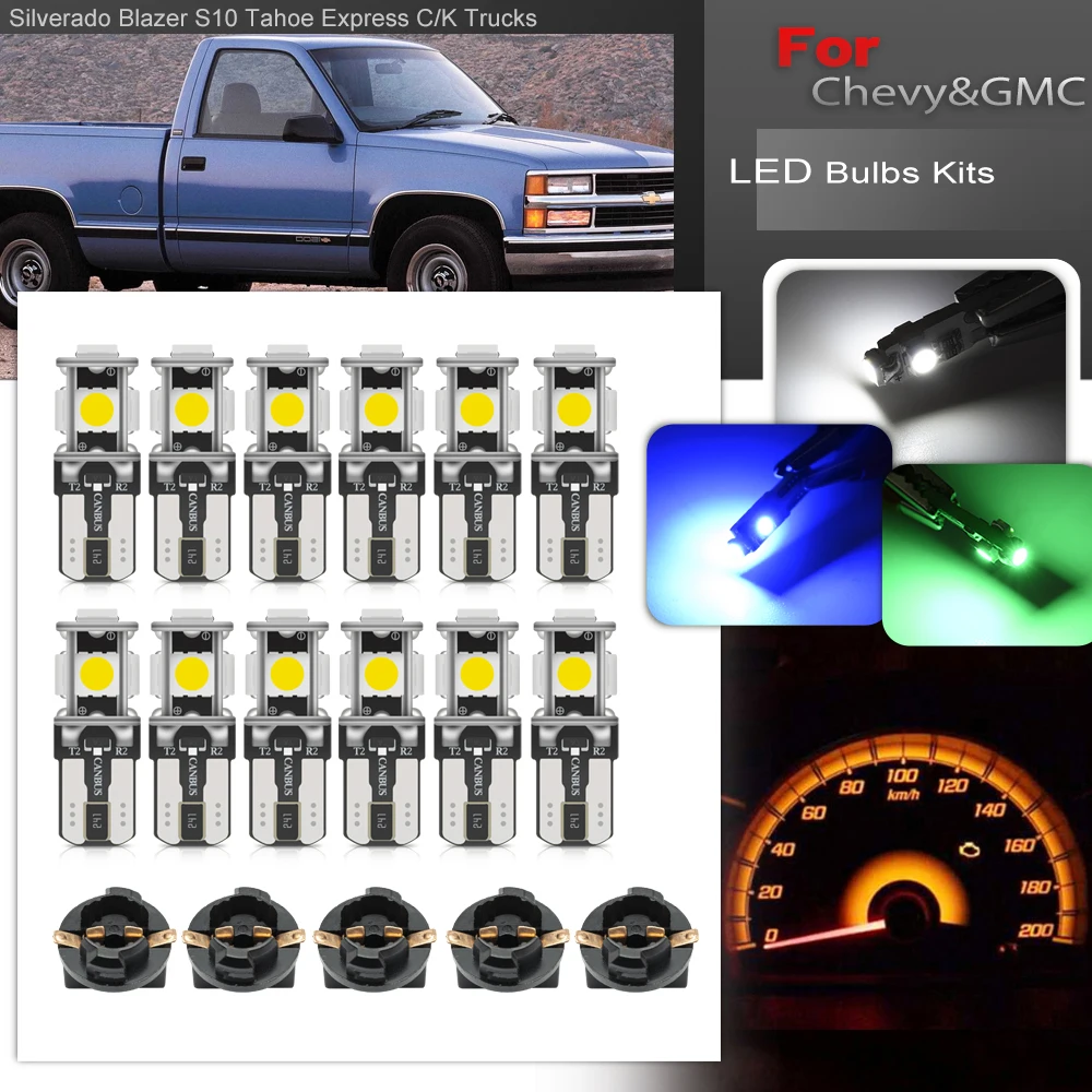 LED Tacho Speedo Calibre Painel Substituir Lâmpadas, Chevrolet C K Série Caminhões Silverado Blazer S10 Tahoe GMC Sierra