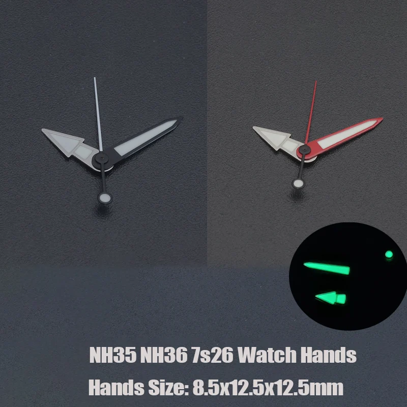 NH35 NH36 Wskazówki C3 Zielone świecące wskazówki zegarka Pasują do 7s26 NH36 NH35 nh35a Mechanizm Zegarek Wskaźnik Części zamienne do zegarków