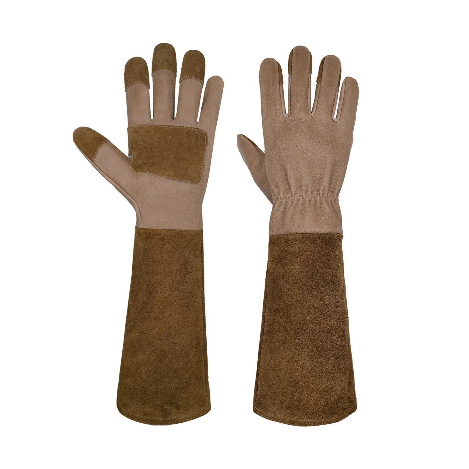 HANDLANDY Long Gardening Gloves for Men & Women, Pigskin Leather Rose Pruning Gloves- Breathable & Durable Gauntlet Gloves