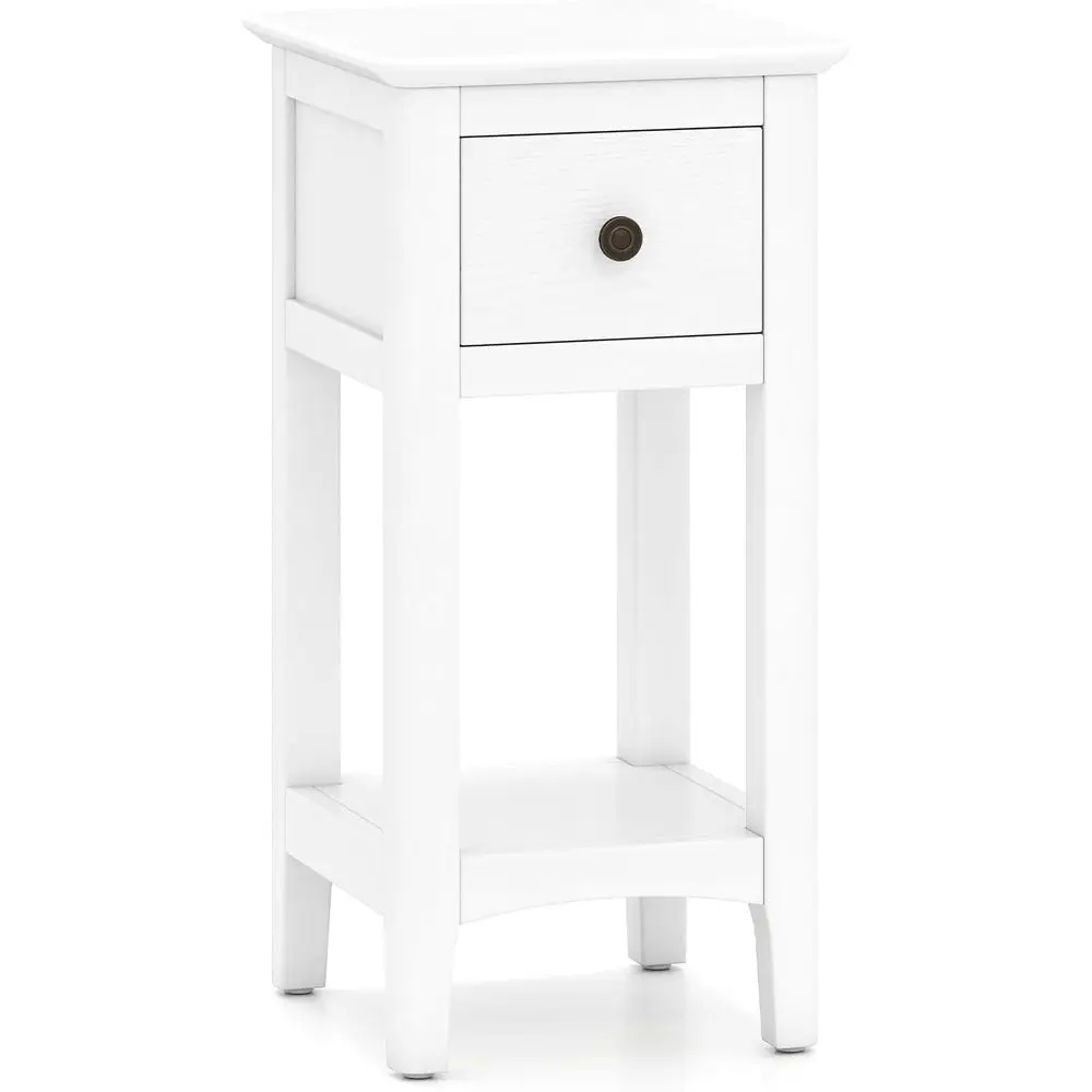 

White 23.5 High Open Shelf Side Table for Small Spaces, No Assembly Required