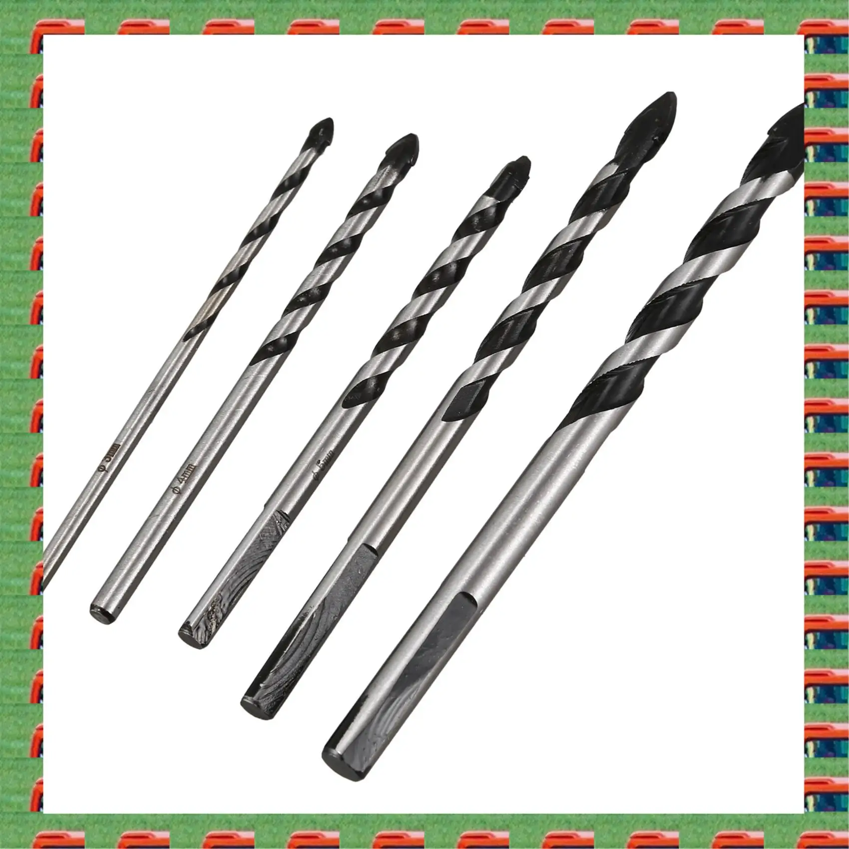 

ABMO 15 Pieces Multi-Material Tungsten Carbide Drill Bit Set For Porcelain Tile,Concrete,Brick(3Mm 4Mm 5Mm 6Mm 8Mm)