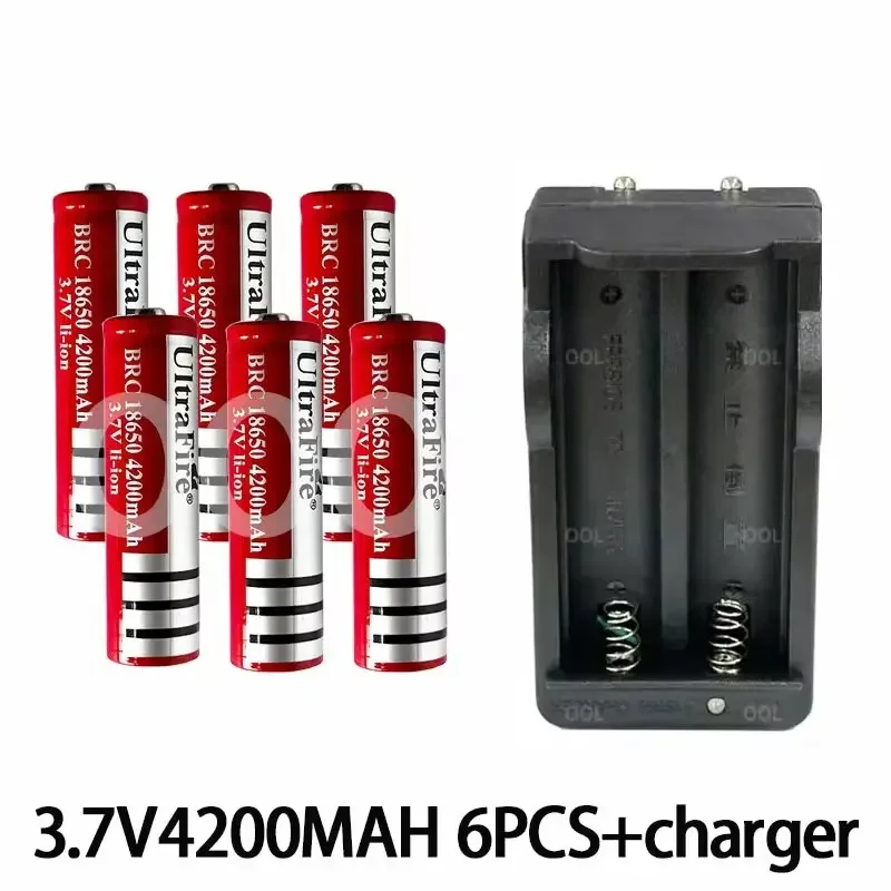 New 18650 Battery 4200mAh 3.7V 18650 Lithium-ion Battery Remote Screwdriver Rechargeable Battery+charger