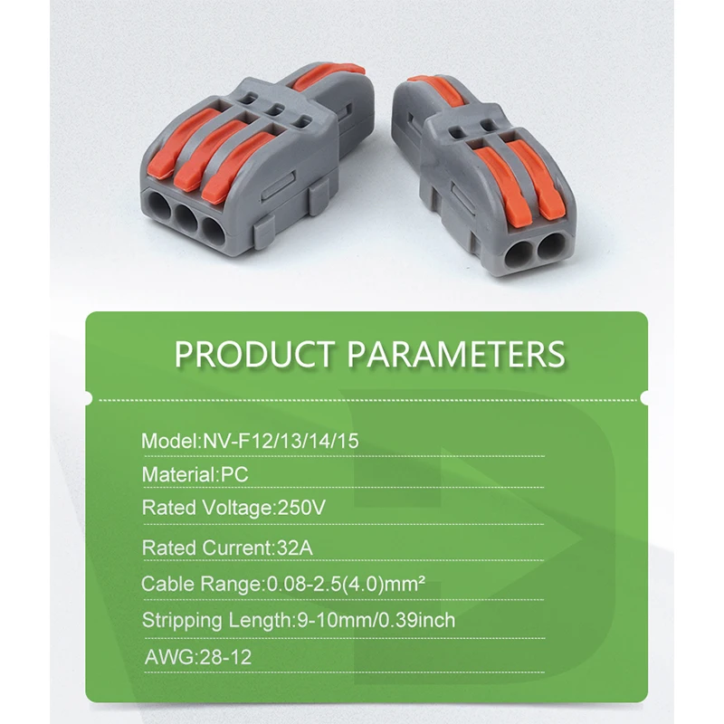 Conectores de fio de alavanca 221-412 conexão rápida divisor de emenda elétrica compacto 2/3/4/5 pinos bloco terminal awg 28-12 spl