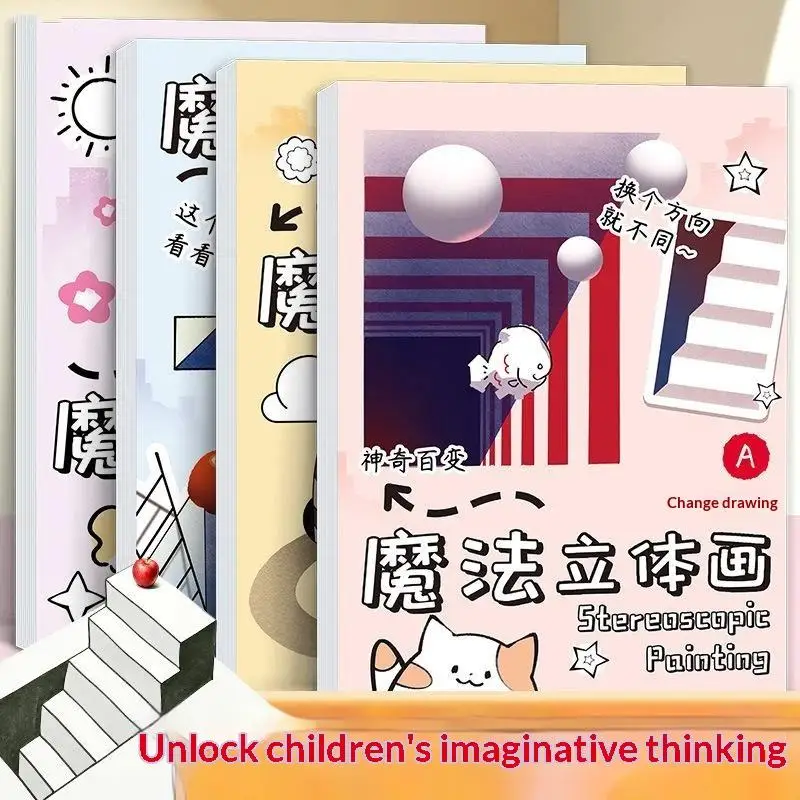 1/3Pcs Kids Educational Doodle Sketchbook Magic 3D Stereo Sketch Book Funny Graffiti Painting Notebook Children's Creative Book