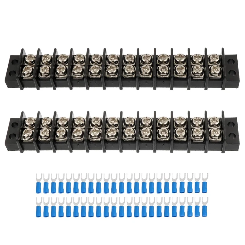A53Q-2PCS 12 Circuits 12 Positions Terminal Block 20-30A 200-450V Dual Row Screw Terminals Strip
