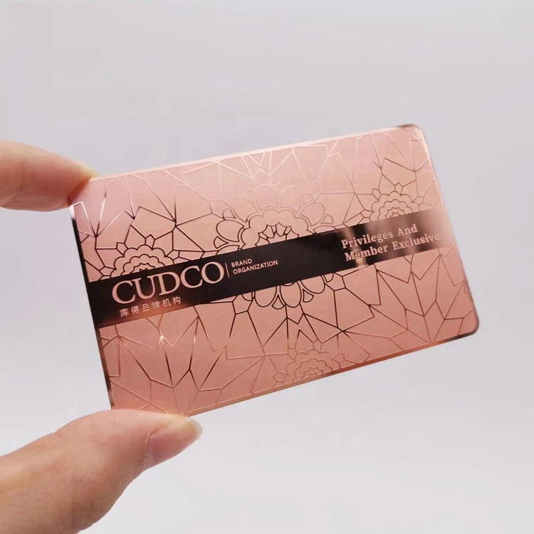 Customized query 2024 Popular Reflective Mirror Gold Silver Plated Metallic Stainless Steel Membership Card