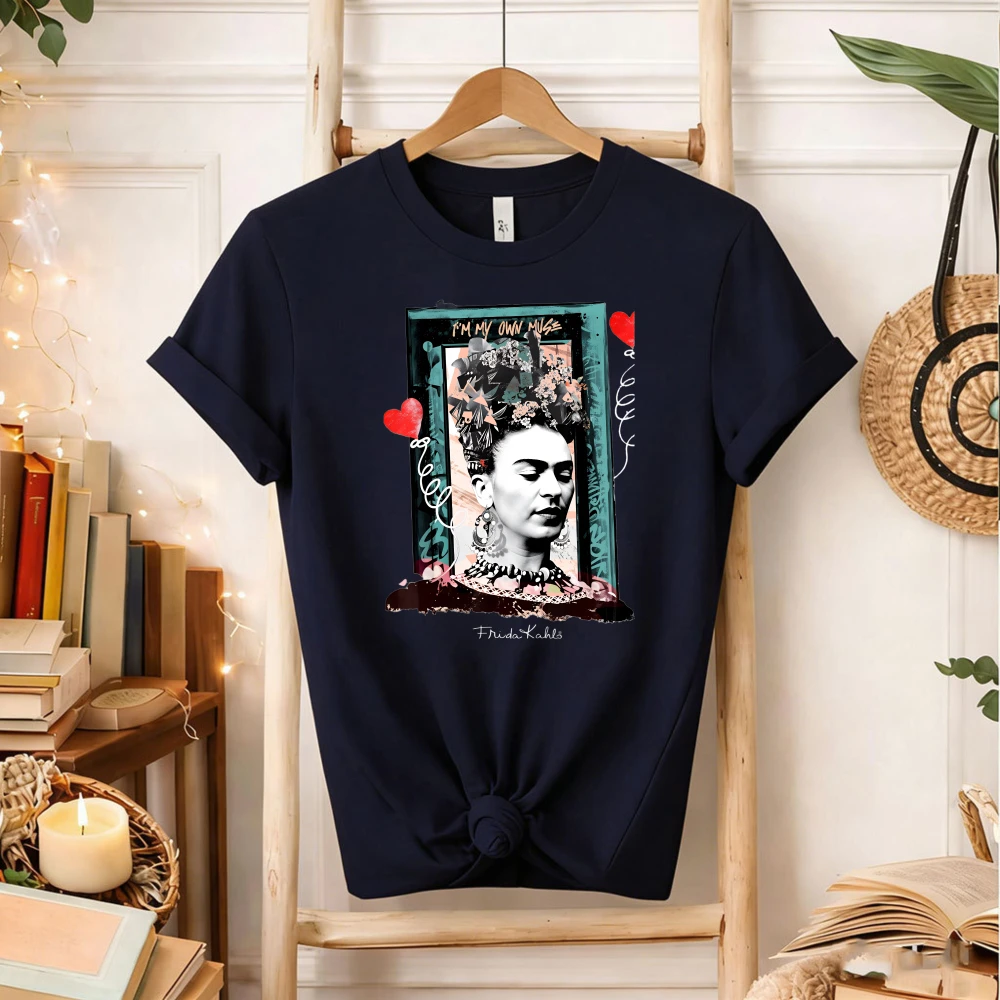 I Am My Own Muse Frida Kahlo Collage T-Shirt Feminist Mexican Artist Graphic Tee Art Lover Gift for Frida Fans Short-sleev view 3