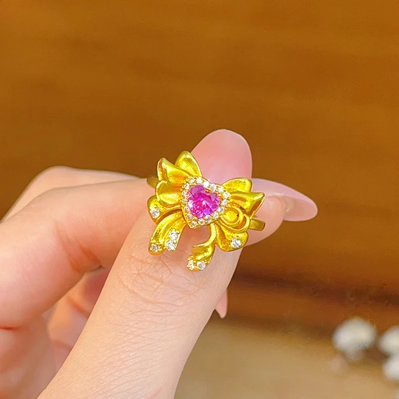 New love bow ring Shui Bingyue anime peripheral Sailor Moon cartoon kawaii trend ring for girlfriend birthday gift wholesale