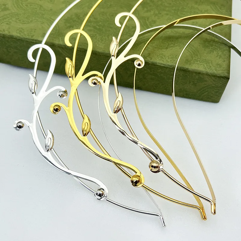 5PCS Rattan Styles Double Layers Metal Headbands Goddess Aura Hairbands Big Wires Hair Hoops for DIY Bridal Tiara Crowns