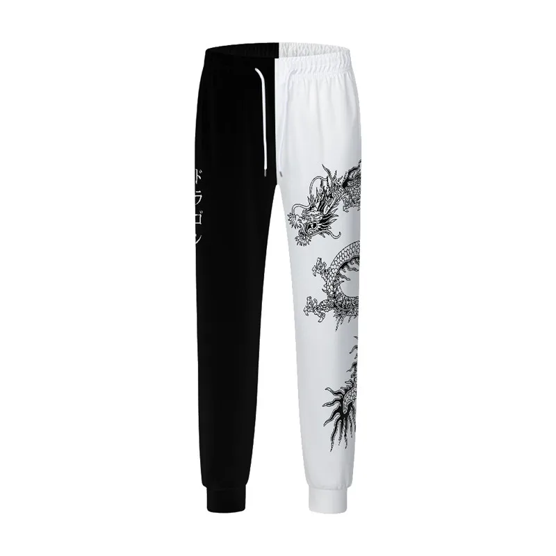 Y2k Women 3D Printed Dragon pattern color blocking Hip Hop Long Pants Sport Sweatpants Trousers 2024 New Autumn Winter Long Pant