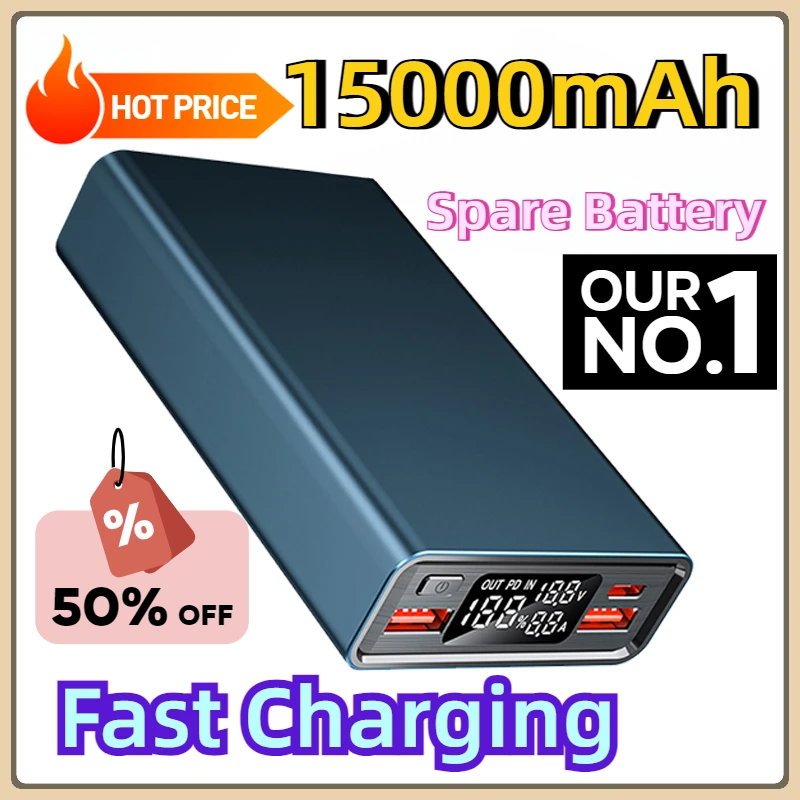 

Power Bank Portable Rechargeable USB C PD 65W Fast Charging External Spare Battery 15000mAh for IPhone 15 Samsung Xiaom Laptop