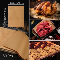 50 Pcs Non Stick Baking Paper High Temperature Resistant Sheet Oven Microwave Grill Baking Mat Oilpaper Kitchen Baking Tools