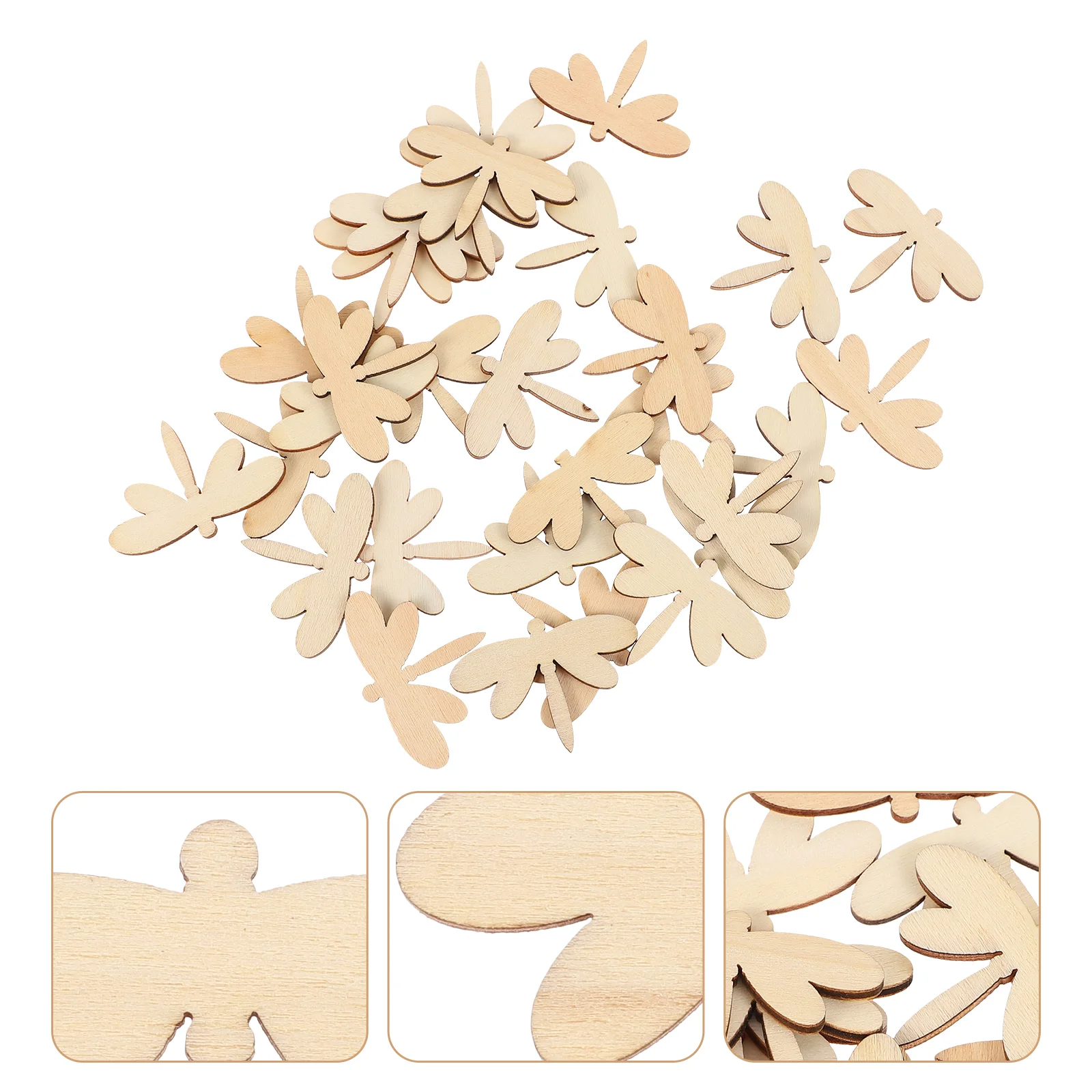 Star Cutouts Dragonfly Chips DIY Wooden Slices Pendant Hardwood Decorative Child