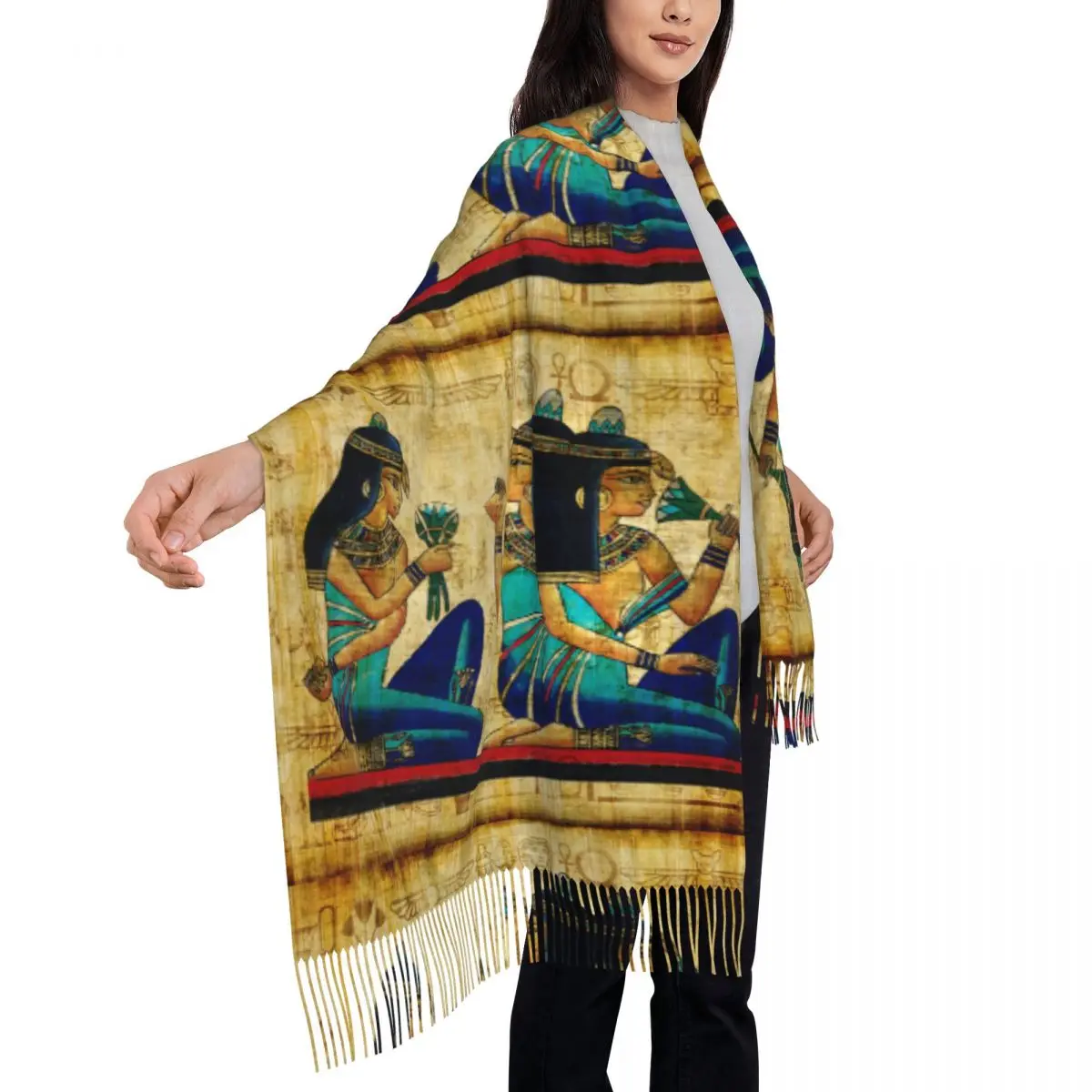 Ancient Egyptian Parchment Women's Tassel Shawl Scarf Fashion Scarf