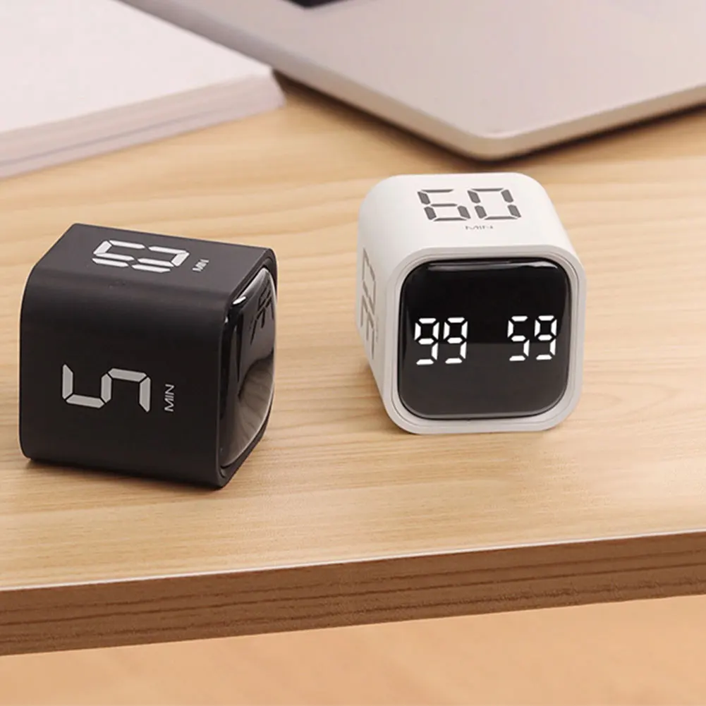 Cube Timer Productivity Timer Custom Countdown Gravity Sensor Flipping Mini Digital Electronic Timer for Cooking Fitness Study