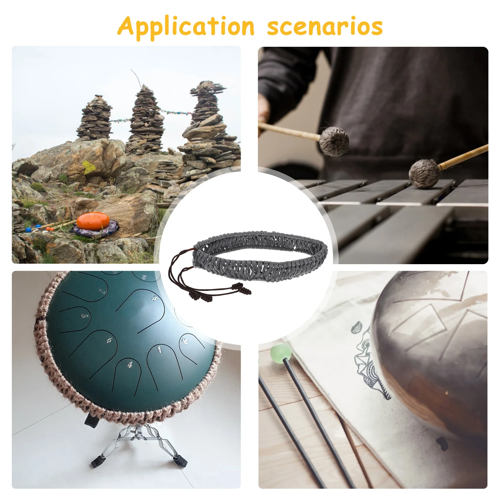 1 قطعة قطن الروطان لطبل أثيري ملحقات التغليف الزخرفية الصلب اللسان طبل حبل اليدوية حبل الزخرفية البيج #4