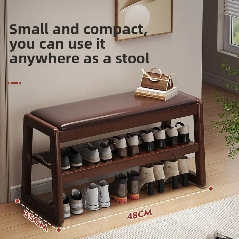 Seated shoe changing stool storage integrated shoe stool entrance stool entrance door Nanzhu shoe rack light luxury high sense