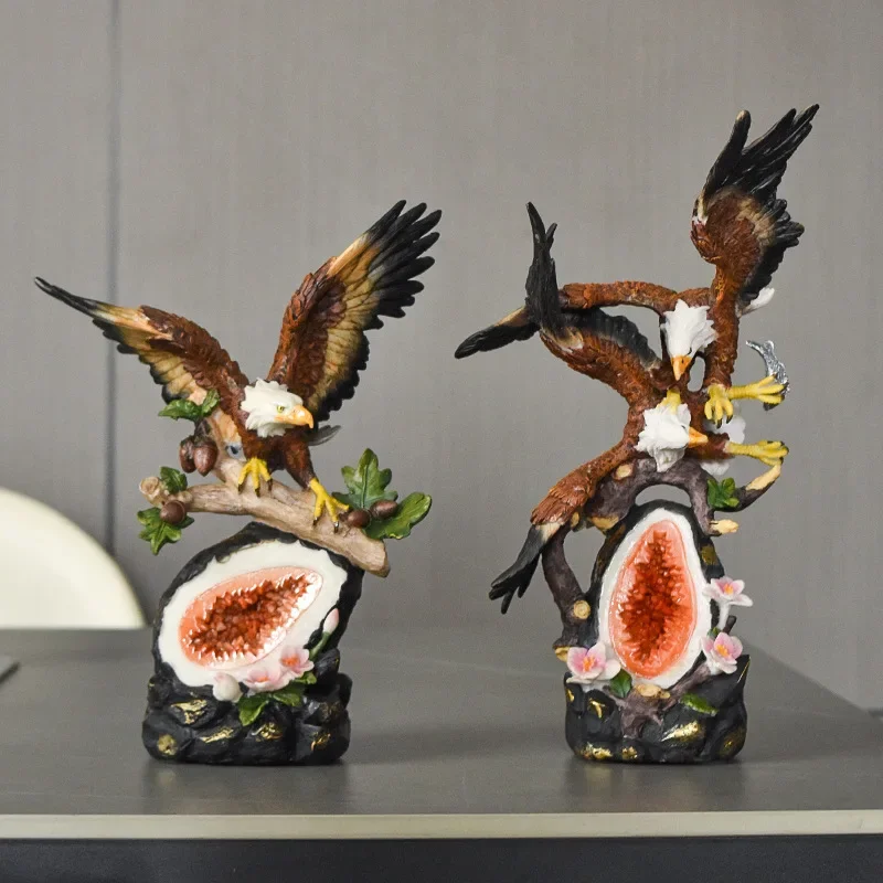 Creative Resin Handicrafts Simulation Animal Sculpture Bald Eagle Falcon Simulated Bird Decorative Figurines Home Decoration Acc