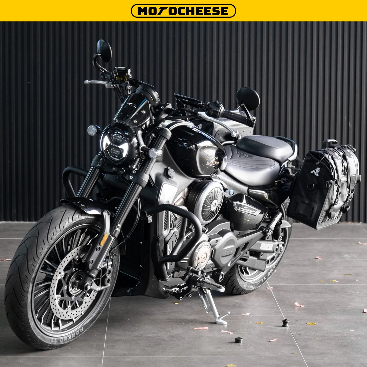 Motorcycle Saddle Side Bag with Stainless Steel Brackets Cafe Racer Style Waterproof Saddle Bags For KOVE 625V