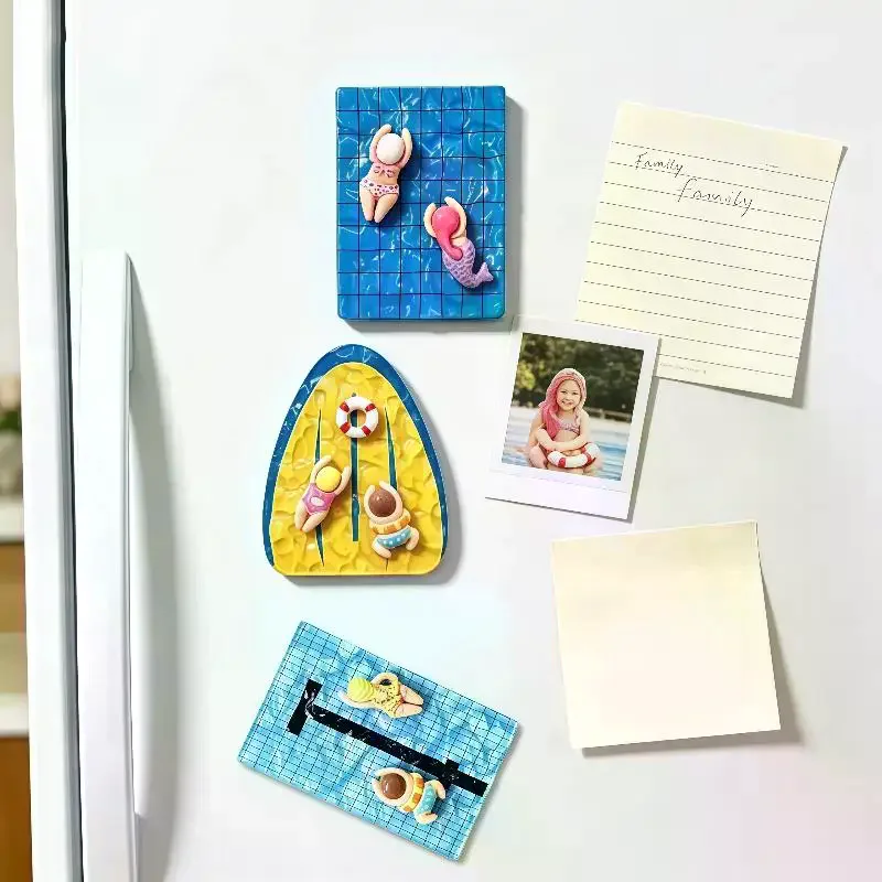 Cute Cartoon Swimmer Girl Pool Refrigerator Magnets Home Office Whiteboard Dishwasher Decor Perfect Gift Fun