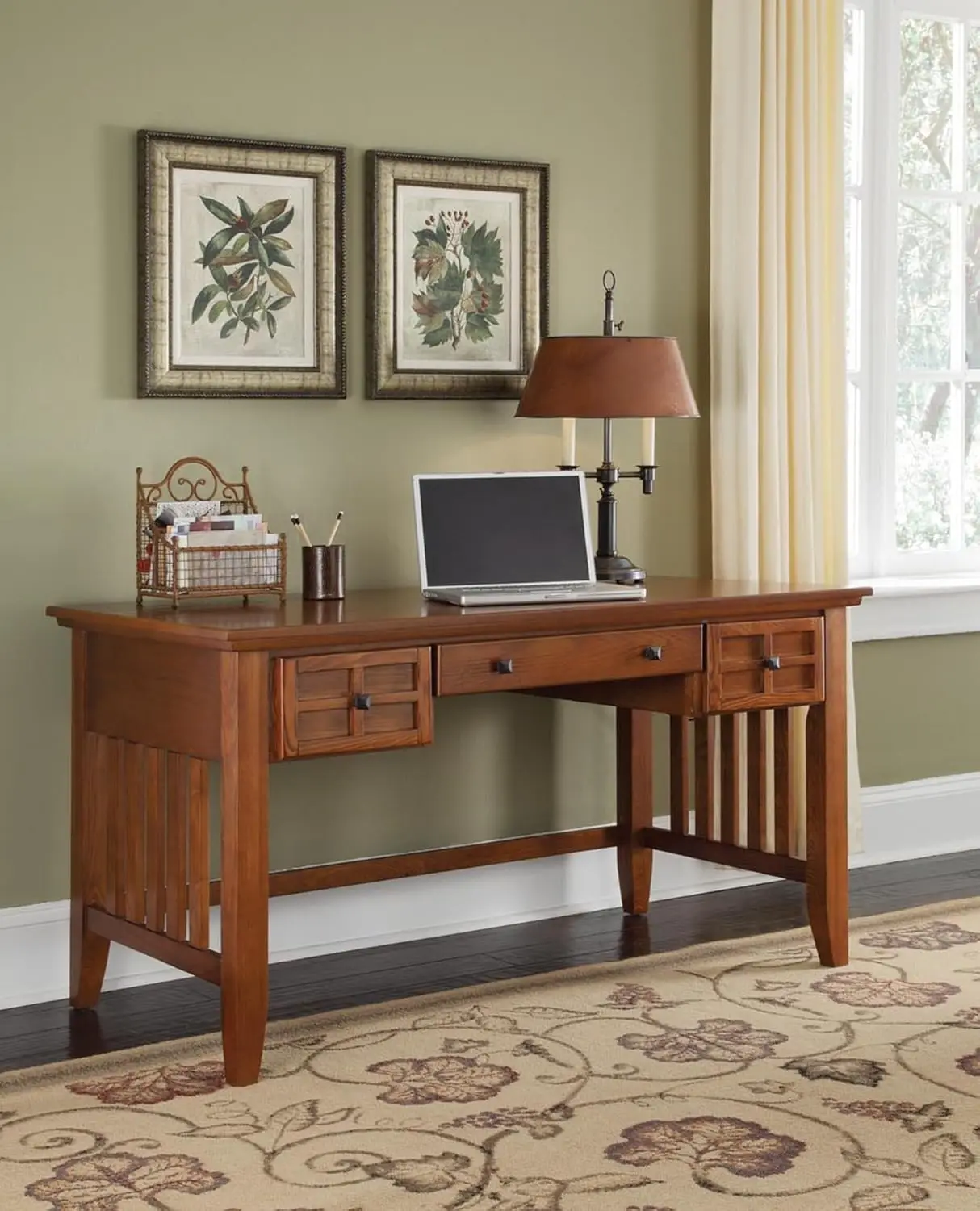 

Arts & Crafts Cottage Oak Executive Desk by Home Styles