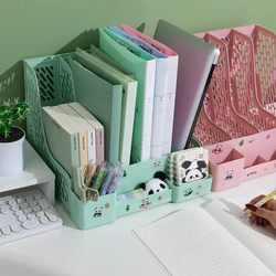 Thickened File Frame File Storage Box Plastic File Rack Bookshelf Black Simple Vertical Book Stand Bookshelf Desktop Office Supp