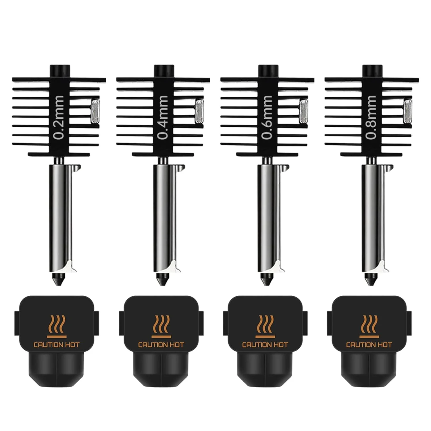 

4Pcs Bambu A1/A1 Mini Hotend Kit, 0.2‑0.4‑0.6‑0.8mm Hardened Steel Nozzles, Precision High‑Speed 3D Printer Replacement Parts