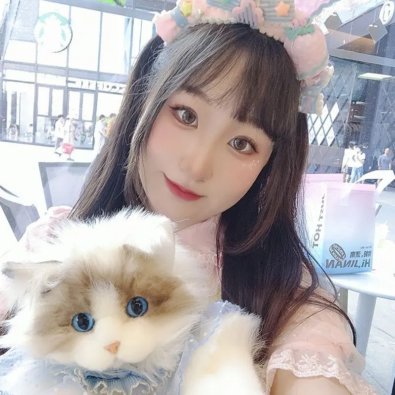 Cute Plush Animal Cat Backpack Multiple Fashion Shoulder Bag Crossbody Bag Gift with Adjustable Strap Suitable for Women