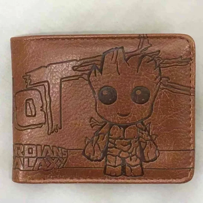 

Marvel Groot Wallets Guardians of The Galaxy Cute Cartoon PU Coin Purse Money Bag Short MultiFunction Portable Fashion Men Women