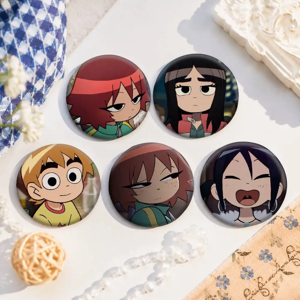 A-Scott Pilgrim Tinplate Brooch Figure Icon Badge Handmade Brooches For Backpack Clothes Decoration
