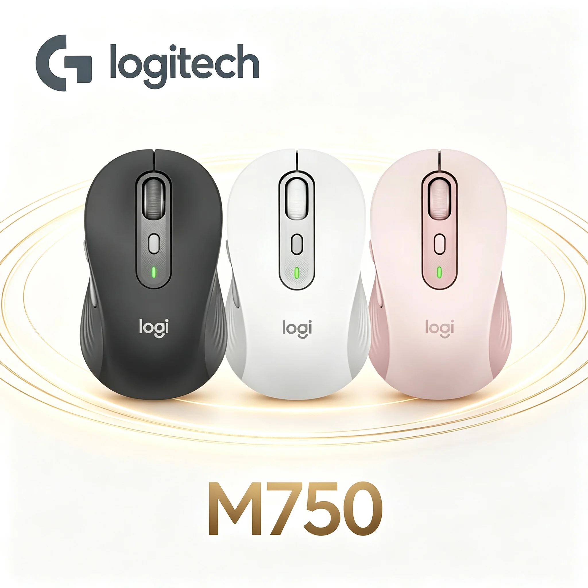 Logitech M750 Ergonomic Wireless Mouse Dual Mode Bluetooth 2.4G Silent Click Mice 6 Keys For Office Home PC Notebook