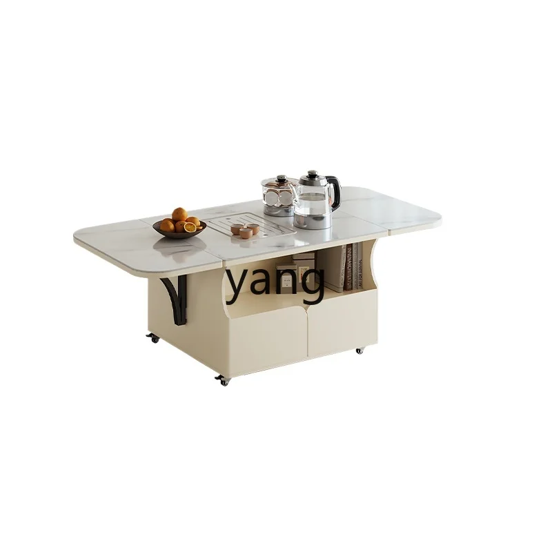 

LTT cream wind rock slab movable folding small coffee table living room kung fu tea table household