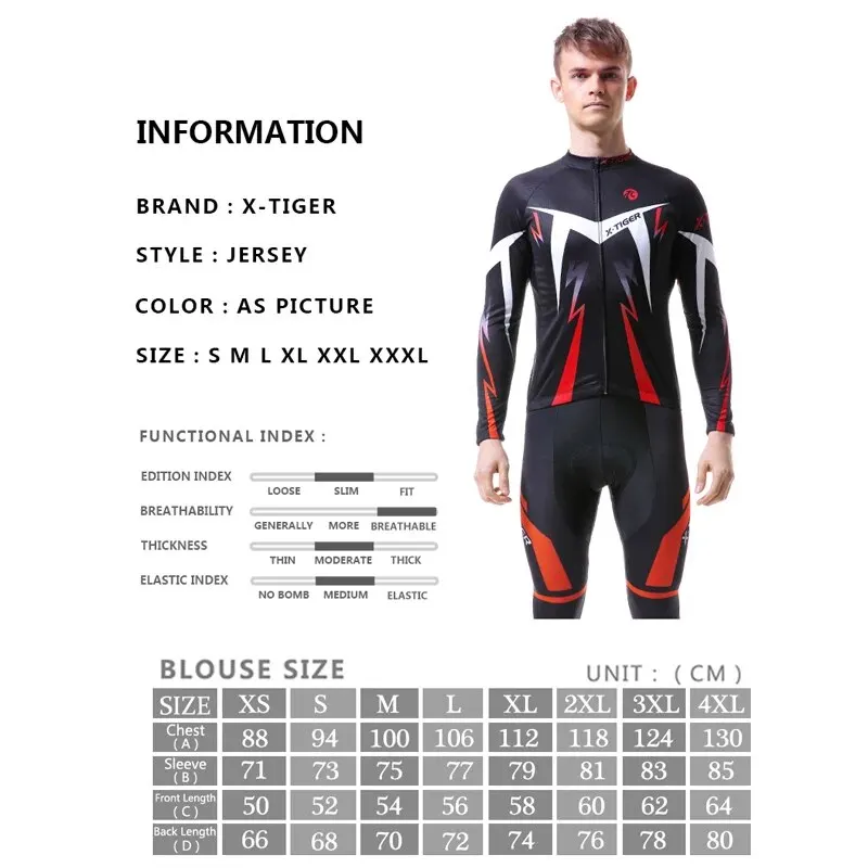 X-Tiger Long Sleeve Cycling Jersey MTB Bicycle Clothing Bike SportsWear Clothes Kit Ropa Ciclismo Maillot Roupa For Man