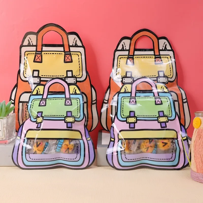 Candy Cookie Snack Bags Self-sealing Gift Packaging Bag  Kids Birthday Party Biscuit Zipper Handbag Pouches Schoolbag Shaped