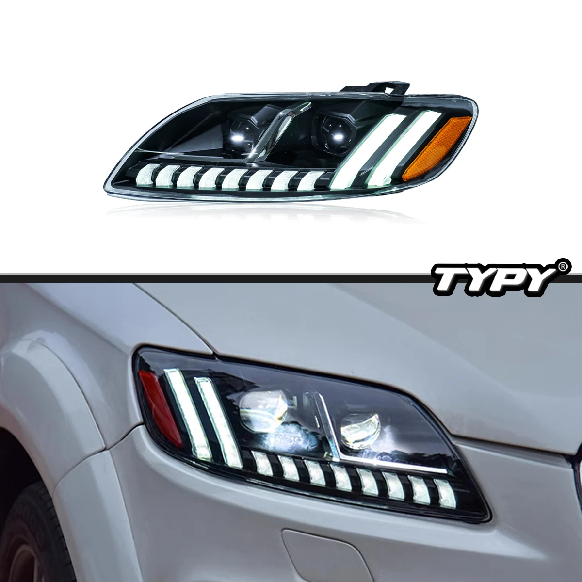 

TYPY Новая светодиодная фара, обновленная, модифицированная для Audi Q7, светодиодная фара 2006-2015, фара с динамическим сигналом, автоаксессуары