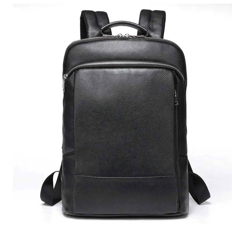 Genuine Leather Backpack Men 100% Natural cowhide Business Travel Bag Slim Laptop USB Charging Anti-Theft Backpack School