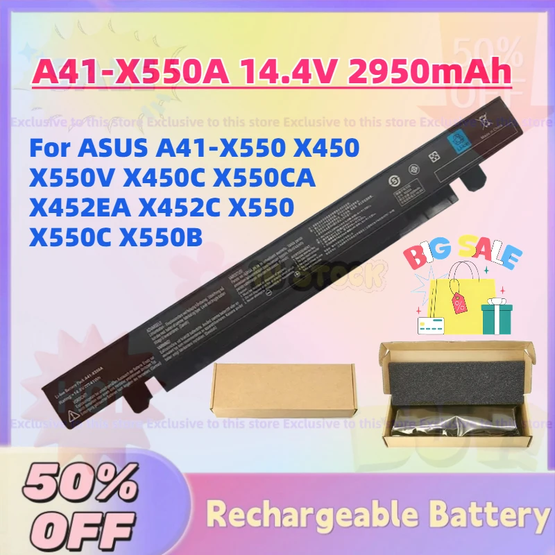 

A41-X550A 14.4V 2950mAh High-Quality Laptop Battery for ASUS A41-X550 X450 X550V X450C X550CA X452EA X452C X550 X550C X550B